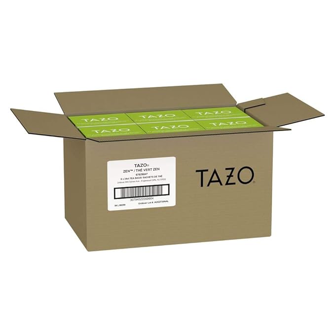 TAZO Zen Green Enveloped Hot Tea Bags Non GMO, 24 count, Pack of 6