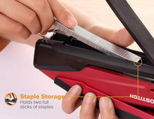 Load image into Gallery viewer, Bostitch Executive 3 in 1 Stapler, Includes 210 Staples and Integrated Staple Remover, One Finger Stapling, No Effort, 20 Sheet Capacity, Spring Powered Stapler, Red