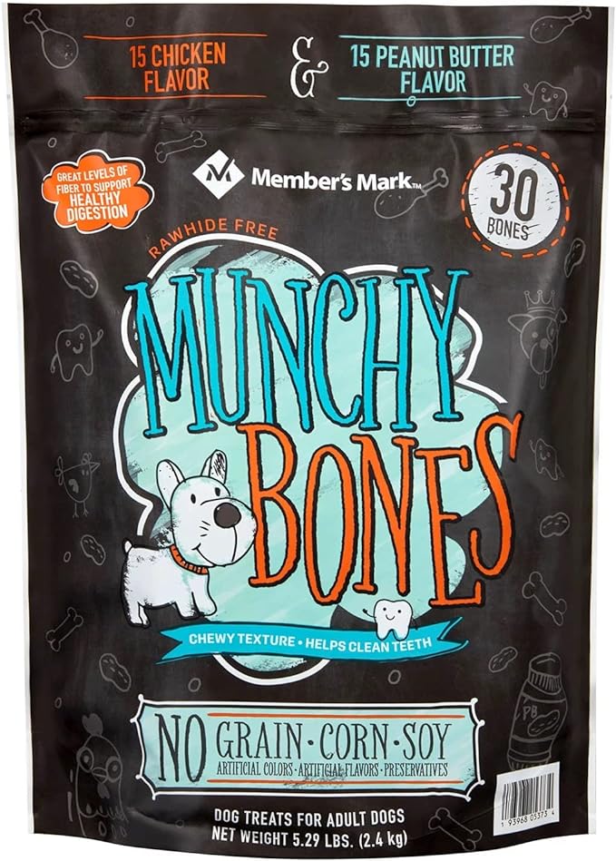 Member's Mark Munchy Bones Dog. Treats. for Adult Dogs, 30 Bones (5.29 Pound)
