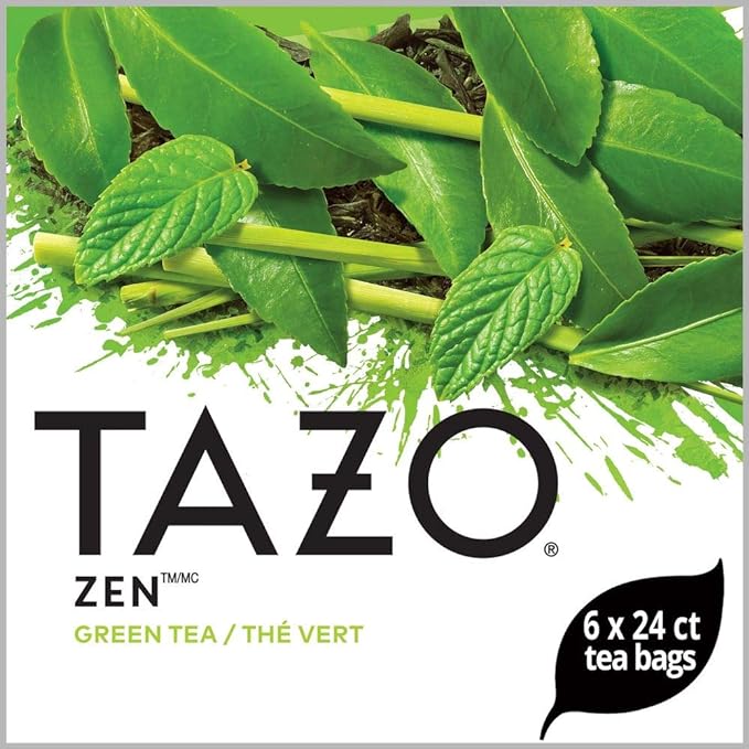 TAZO Zen Green Enveloped Hot Tea Bags Non GMO, 24 count, Pack of 6