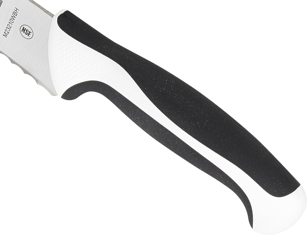 Mercer Culinary Millennia 10- Inch Wide Wavy Edge Bread Knife, White