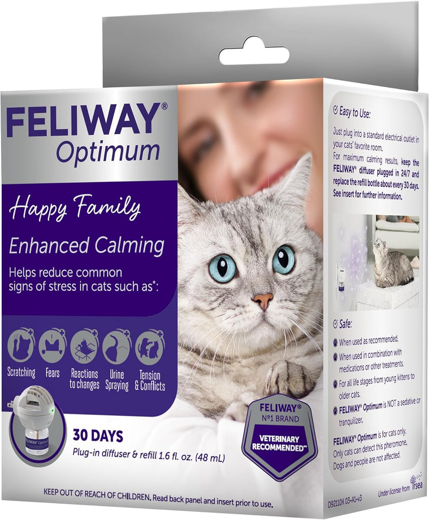 FELIWAY Optimum Cat, Enhanced Calming Pheromone Diffuser. 30 Day Starter Kit (48 mL)