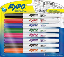 Load image into Gallery viewer, EXPO Low Odor Dry Erase Markers, Ultra-Fine Tip, Assorted Colors, 8 Pack