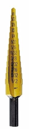 IRWIN Unibit1T Shank Step Drill Bit, Titanium Nitride Coated, 1/8" to 1/2" by 1/4" (15101)