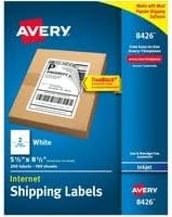 Avery Printable Blank Shipping Labels, 5.5" x 8.5", White, 200 Labels, Inkjet Printer, Permanent Adhesive (8426)