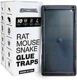 Baited Glue Traps by Catchmaster - 10 Pre-Baited Trays, Ready to Use Indoors. Rat Mouse Snake Exterminator Plastic Sticky Adhesive Easy No-Mess Simple Non-Toxic Disposable - Made in the USA
