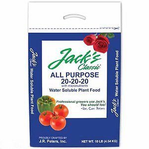 Jack's Classic Water Soluble All Purpose Fertilizers, 20-20-20, 10lbs