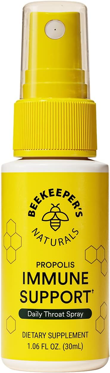 BEEKEEPER'S NATURALS Propolis Throat Spray - 95% Bee Propolis Extract - Natural Immune Support & Sore Throat Relief - Antioxidants, Keto, Paleo, Gluten-Free (1.06 oz)