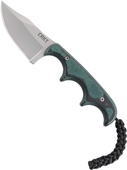 CRKT Minimalist Bowie Neck Knife: Compact Fixed Blade Knife, Folts Utility Knife with Bead Blast Blade, Resin Infused Fiber Handle, and Sheath 2387