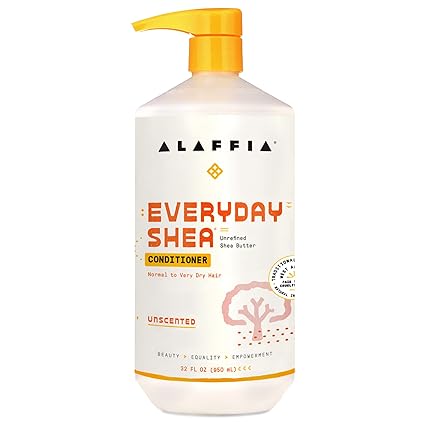 Alaffia EveryDay Shea Conditioner, Moisturizes, Restores and Protects. Made with Fair Trade Shea Butter, Cruelty Free, No Parabens, Vegan, Unscented 32 Fl Oz
