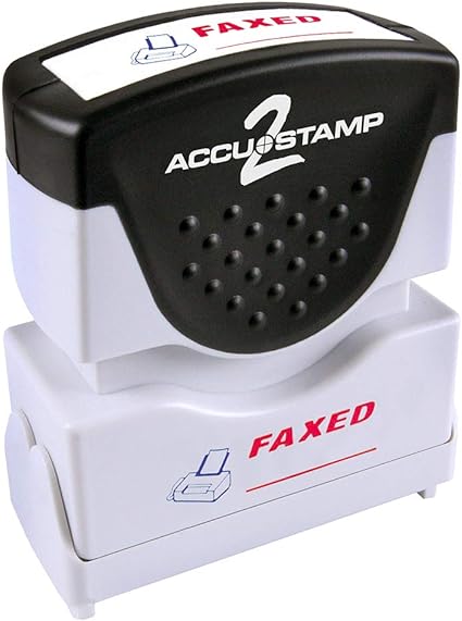 AccuStamp - ACCU-STAMP2 Message Stamp with Shutter, 2-Color, FAXED, 1-5/8" x 1/2" Impression, Pre-Ink, Red and Blue Ink (035533)