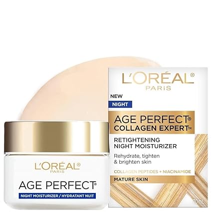 L'Oreal Paris Skin Care Age Perfect Night Cream, Anti-Aging Face Moisturizer With Soy Seed Proteins, 2.5 Oz