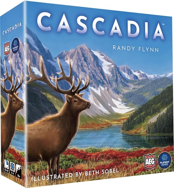 Alderac Entertainment Group (AEG) Cascadia, Award-Winning Board Game Set in Pacific Northwest, Build Nature Corridors, Attract Wildlife, Ages 10+, 1-4 Players, 30-45 Min, FlatOut Games