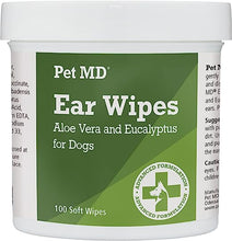 Load image into Gallery viewer, Pet MD - Dog Ear Cleaner Wipes - Otic Cleanser for Dogs to Stop Ear Itching, and Infections with Aloe and Eucalyptus - 100 Count
