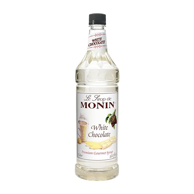 Monin White Chocolate Syrup, 33.8-Ounce Plastic Bottle (1 liter)