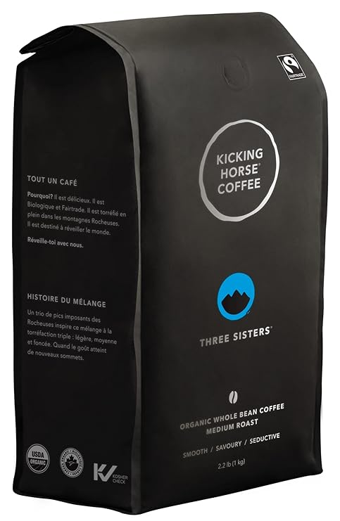 Kicking Horse Coffee, Three Sisters, Medium Roast, Whole Bean, 2.2 Pound - Certified Organic, Fairtrade, Kosher Coffee