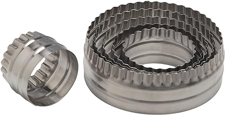 Ateco 14400 Double Sided Large Round Cutters in Graduated Sizes, Fluted & Plain Edges, Stainless Steel, 6 Pc Set | ?? Exclusive