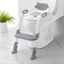 Load image into Gallery viewer, Potty Training Seat with Step Stool Ladder,SKYROKU Potty Training Toilet for Kids Boys Girls Toddlers-Comfortable Safe Potty Seat with Anti-Slip Pads Ladder (Grey)