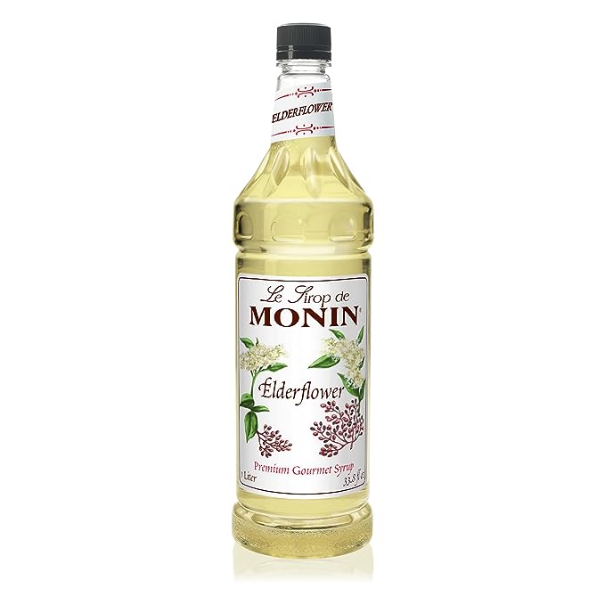 Monin - Elderflower Syrup, Delicate Scent with Floral Sweetness, Great for Cocktails, Lemonades, and Sodas, Gluten-Free, Non-GMO (1 Liter)