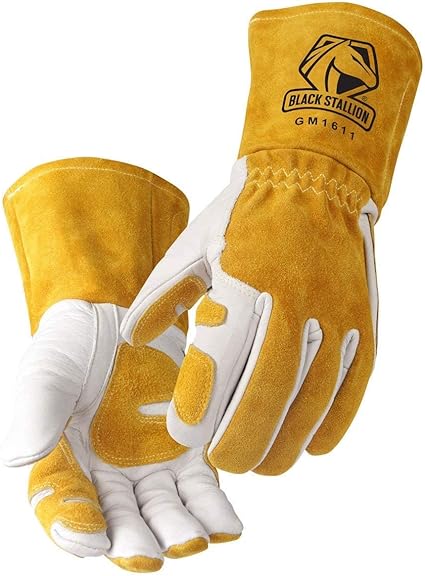Revco GM1611 Top Grain Leather Cowhide MIG Welding Gloves with Reinforced Palm & Thumb and Index Finger, Seamless Forefinger, 5" Cuff For Extra Protection (2XL)