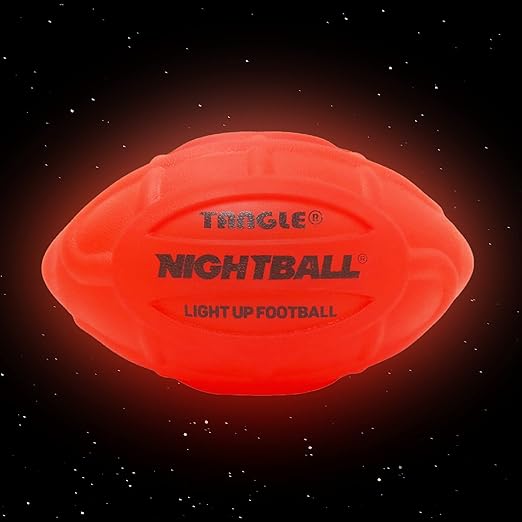 Nightball Tangle Glow in The Dark Inflatable LED Football - Light up Football with Bright LED Lights - Glow Football for Kids and Adults - Ideal Football Gifts for Teen Boys (Red)