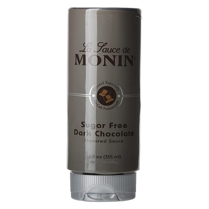 Monin - Sugar Free Dark Chocolate Sauce, Velvety and Rich, Great for Desserts, Coffee, and Snacks, Gluten-Free (12 Ounce)