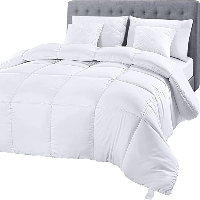 Utopia Bedding Comforter Duvet Insert - Quilted Comforter with Corner Tabs - Box Stitched Down Alternative Comforter (Queen, White)