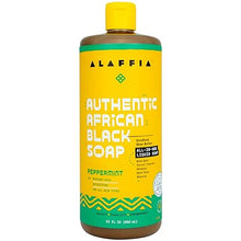 Load image into Gallery viewer, Alaffia Skin Care, Authentic African Black Soap, All in One Body Wash, Face Wash, Shampoo &amp; Shaving Soap with Fair Trade Shea Butter, Peppermint 32 Fl Oz
