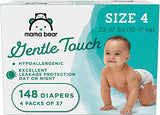 Amazon Brand - Mama Bear Gentle Touch Diapers, Hypoallergenic, Size 4, 148 Count (4 packs of 37)