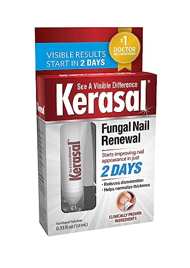 Kerasal Nail Renewal, Restores Appearance of Discolored or Damaged Nails, 0.33 fl oz (Packaging May Vary)