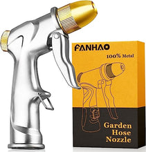 Load image into Gallery viewer, FANHAO Upgrade Garden Hose Nozzle Sprayer, 100% Heavy Duty Metal Handheld Water Nozzle High Pressure in 4 Spraying Modes for Hand Watering Plants and Lawn, Car Washing, Patio and Pet
