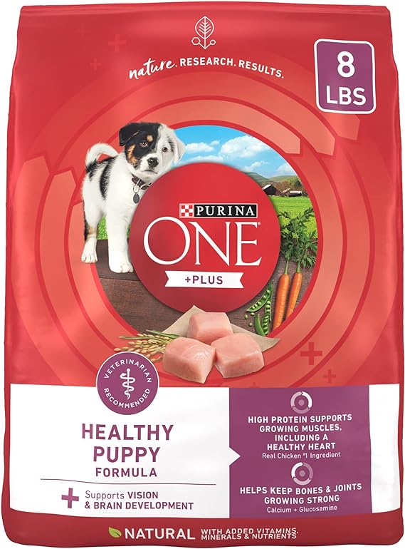 Purina ONE Plus Healthy Puppy Formula High Protein Natural Dry Puppy Food With Added Vitamins, Minerals And Nutrients - 8 Lb. Bag