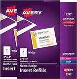 Avery Name Badge Inserts, 3