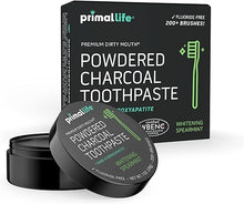 Load image into Gallery viewer, Primal Life Organics - Dirty Mouth Toothpowder, Activated Charcoal Tooth Cleaning Powder, Essential Oils with Kaolin &amp; Bentonite Clay, Good for 200+ Brushings, Organic, Vegan (Black Spearmint, 1 oz)