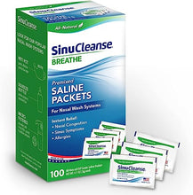 Load image into Gallery viewer, SinuCleanse Pre-Mixed Saline Packets for Nasal Wash Irrigation Systems, 100 Count-All-Natural, Pharmaceutical Grade, and PH Balanced