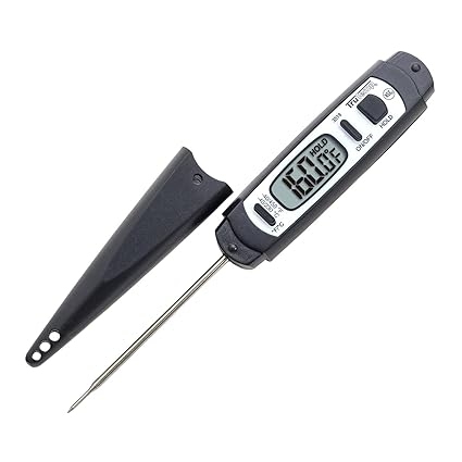 Taylor Waterproof Digital Thermometer with 1.5 mm Probe, 0.88' Height, 8.5' Width, 5.0' Length, One Size, Black