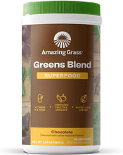 Load image into Gallery viewer, Amazing Grass Greens Blend Superfood: Super Greens Powder Smoothie Mix with Organic Spirulina, Chlorella, Beet Root Powder, Digestive Enzymes &amp; Probiotics, Chocolate, 60 Servings (Packaging May Vary)