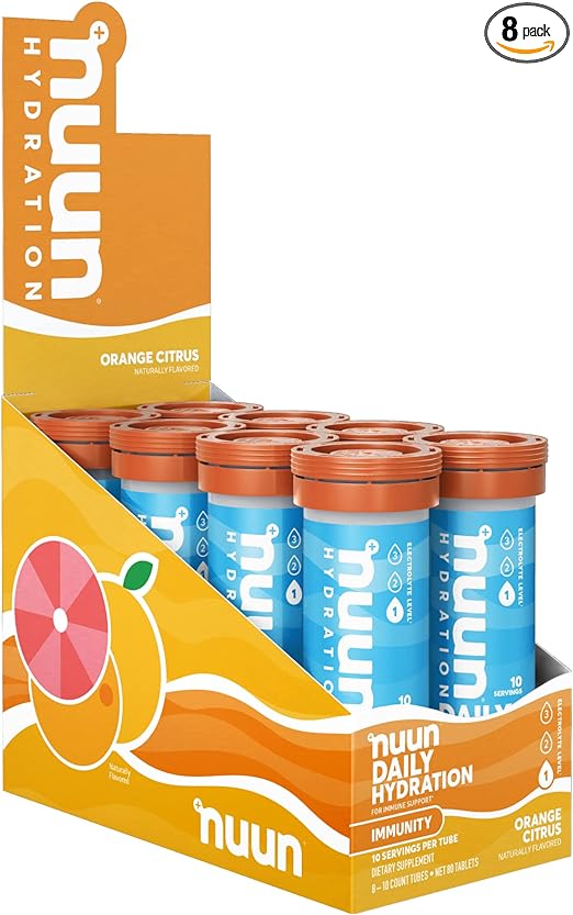 Nuun Hydration Immunity Electrolyte Tablets With 200mg Vitamin C, Orange Citrus, 8 Pack (80 Servings)