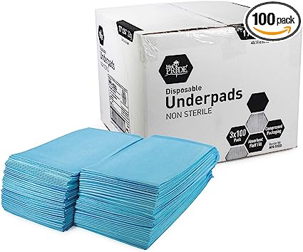 Medpride Disposable Underpads 17'' x 24'' (100-Count) Incontinence Pads, Bed Covers, Puppy Training | Thick, Super Absorbent Protection for Kids, Adults, Elderly | Liquid, Urine, Accidents