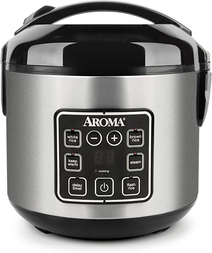 Aroma Housewares ARC-914SBD Digital Cool-Touch Rice Grain Cooker and Food Steamer, Stainless, Silver, 4-Cup (Uncooked) / 8-Cup (Cooked)