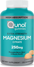 Load image into Gallery viewer, Qunol Magnesium Citrate Gummies for Adults, 250mg Magnesium Gummies Extra Strength 250mg, High Absorption Magnesium Supplement, Supports Nerve Health, Bone Health, Muscle Health, Vegetarian, 150 Count