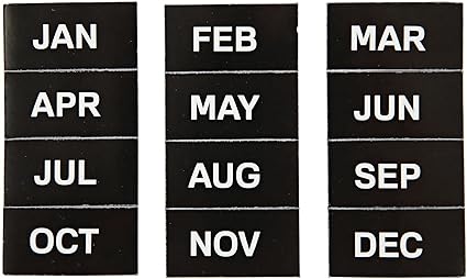 MasterVision Interchangeable Magnetic Board Accessories, Months of Year, Black/White, 2" x 1", 12 Pieces