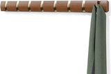 Umbra Flip 8-Hook Wall Mounted Coat Rack, Modern, Sleek, Space-Saving Coat Hanger with 8 Retractable Hooks to Hang Coats, Scarfs, Purses and More, Walnut/Black