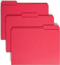 Load image into Gallery viewer, Smead File Folder, Reinforced 1/3-Cut Tab, Letter Size, Red, 100 per Box (12734)