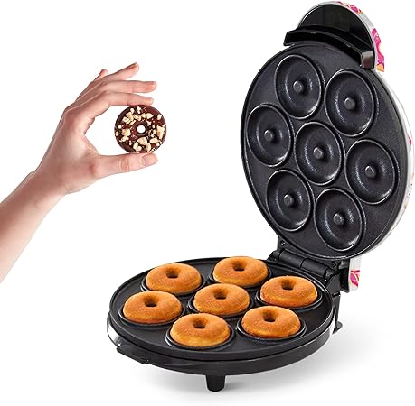 Dash Mini Donut Maker Machine for Kid-Friendly Breakfast, Snacks, Desserts & More with Non-stick Surface, Makes 7 Doughnuts, Donut Print