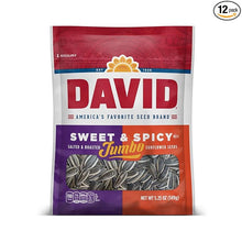 Load image into Gallery viewer, DAVID Seeds Roasted and Salted Spicy Queso Jumbo Sunflower Seeds, Keto Friendly, 5.25 Ounce (Pack of 12)
