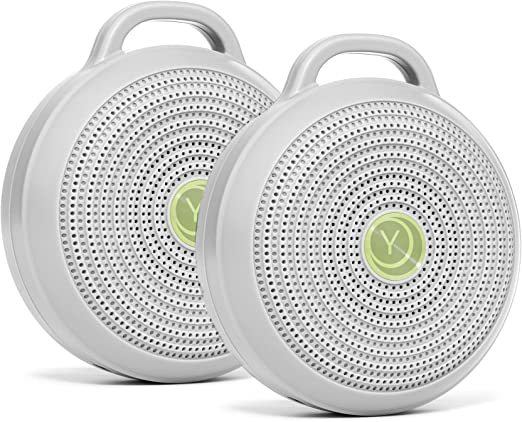 Yogasleep Hushh Portable White Noise Machine for Baby, 3 Soothing, Natural Sounds with Volume Control, Compact for On-The-Go Use & Travel, USB Rechargeable, Baby-Safe Clip & Child Lock, Grey, 2 Count