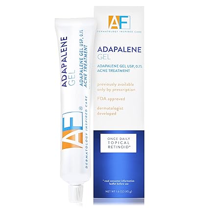 Acne Free Adapalene Gel 0.1%, Once-Daily Topical Retinoid Acne Treatment, Dermatologist Developed, Unclogs Pores and Clears Acne, Prevents and Improve Whiteheads and Blackheads, 1.6 Ounces