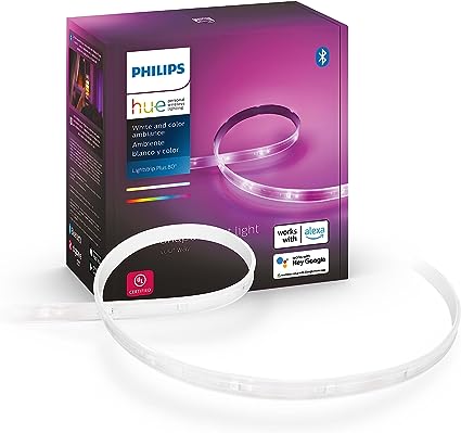 Philips Hue Bluetooth Smart Lightstrip Plus 2m/6ft Base Kit with Plug, (Voice Compatible with Amazon Alexa, Apple Homekit and Google Home), White