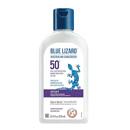 BLUE LIZARD Sport Mineral-Based Sunscreen Lotion - SPF 50+, Cream, Unscented, 8.75 Fl Oz